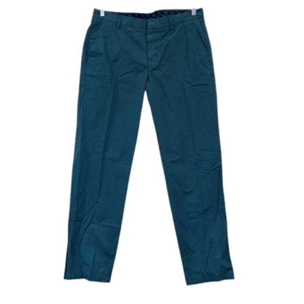 Zodiac Z3 Relaxed Luxury Mens 36/92 Slim Green Chino Trouser Solid Cotton